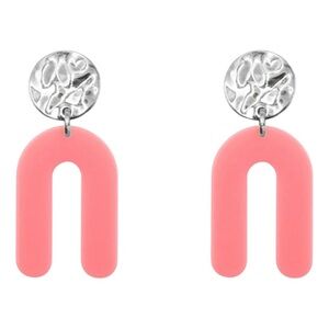 Kinsley Armelle New Rayne Collection Silver and Pink Lucite Geometric Earrings